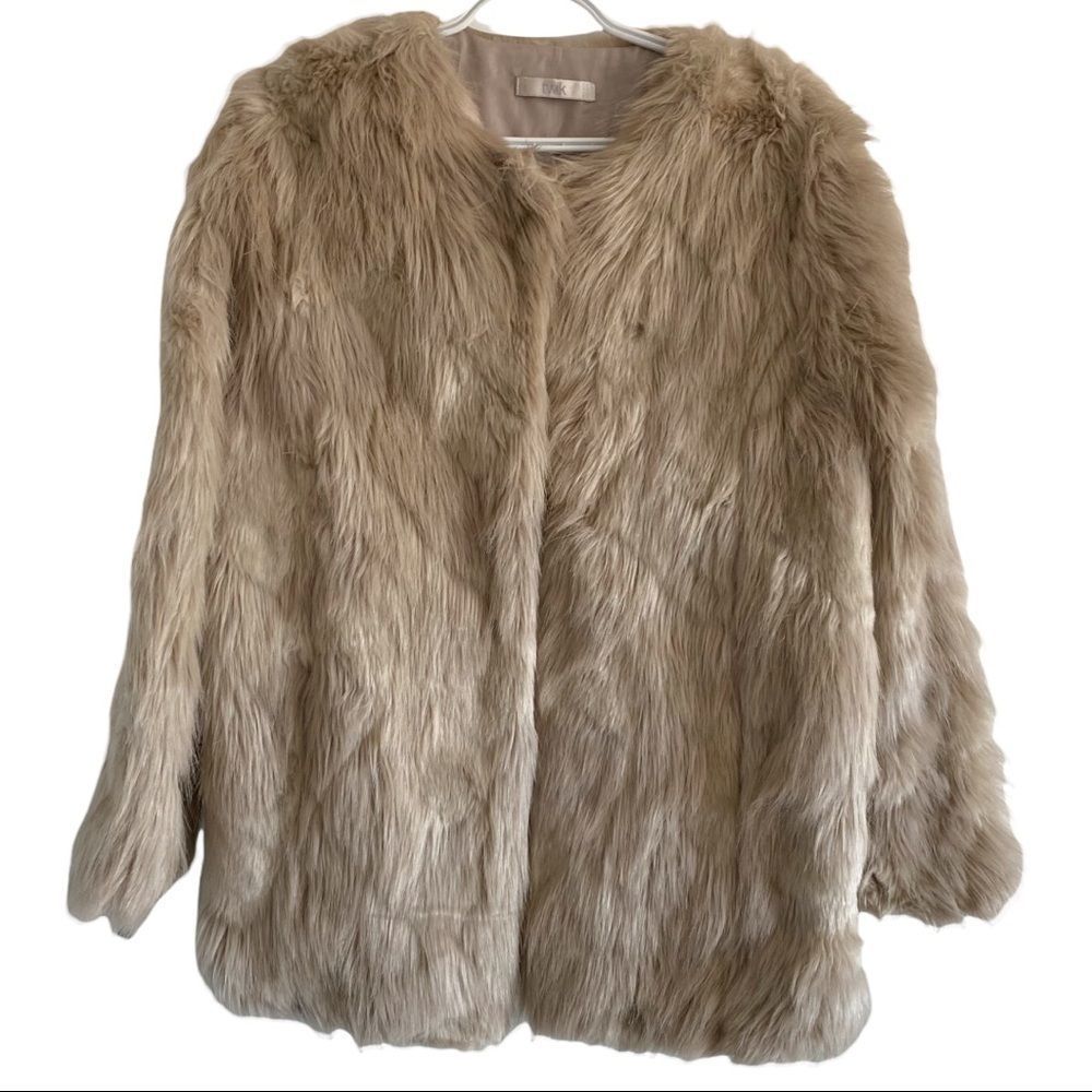 Twik faux fur coat beige size M EUC